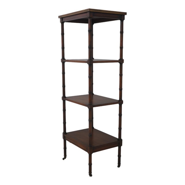 Regency Style 4 Tier Mahogany Bamboo Form Etagere For Sale