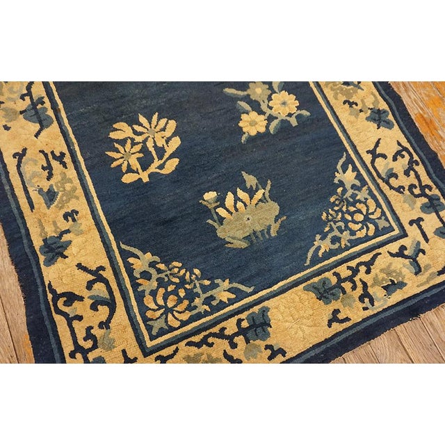 Exceptional Navy Blue Color With Great Florid Design Antique Chinese Peking Rug For Sale - Image 13 of 14