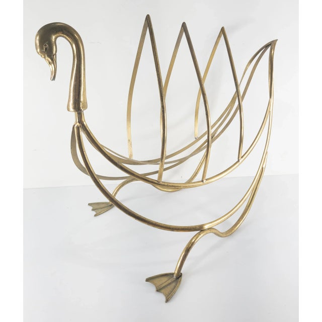 19th Century English Swan or Goose Form Brass Magazine Rack For Sale - Image 10 of 10