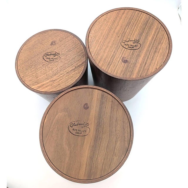 Mid 20th Century Teak Wood Canisters, Set of 3 For Sale - Image 12 of 14