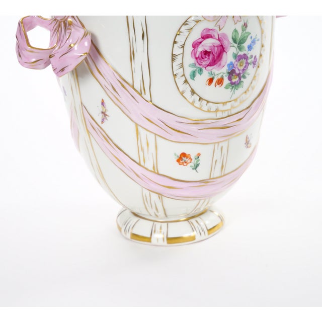Ceramic KPM Porcelain Covered Centerpiece Vase / Ribbon Decoration, Germany, Circa 1960 For Sale - Image 7 of 14