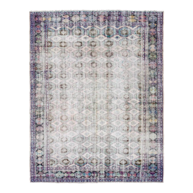 Large Distressed Turkish Oushak Rug For Sale