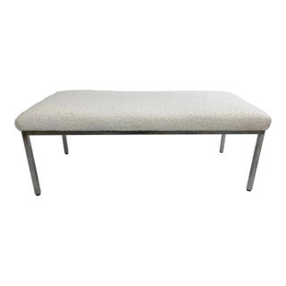 Mid Century Vintage Modern Chrome Upholstered Bench After Milo Baughman For Sale