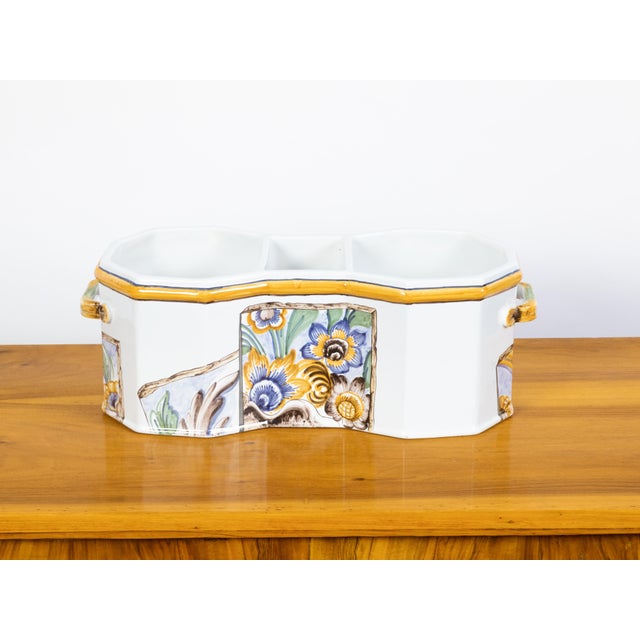 Tiffany and Co. Late 20th Century Faïence Tiffany & Co Wine Cooler Hand Painted with Floral Motifs in France For Sale - Image 4 of 11