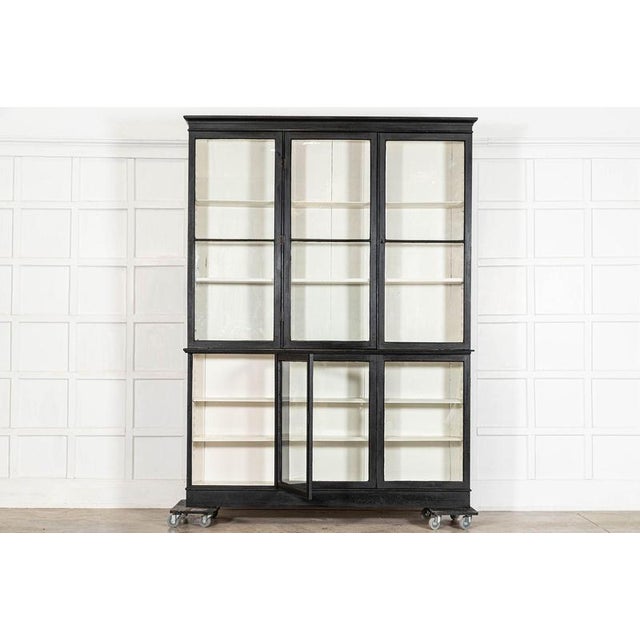 Large 19th Century English Ebonised Pine Glazed Display Cabinet, 1890 For Sale - Image 11 of 18