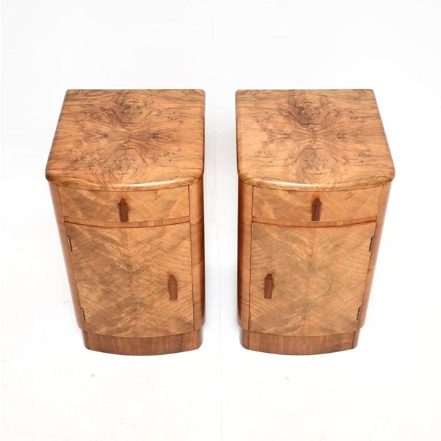 Art Deco Walnut Bedside Cabinets, 1930s, Set of 2 For Sale - Image 6 of 12
