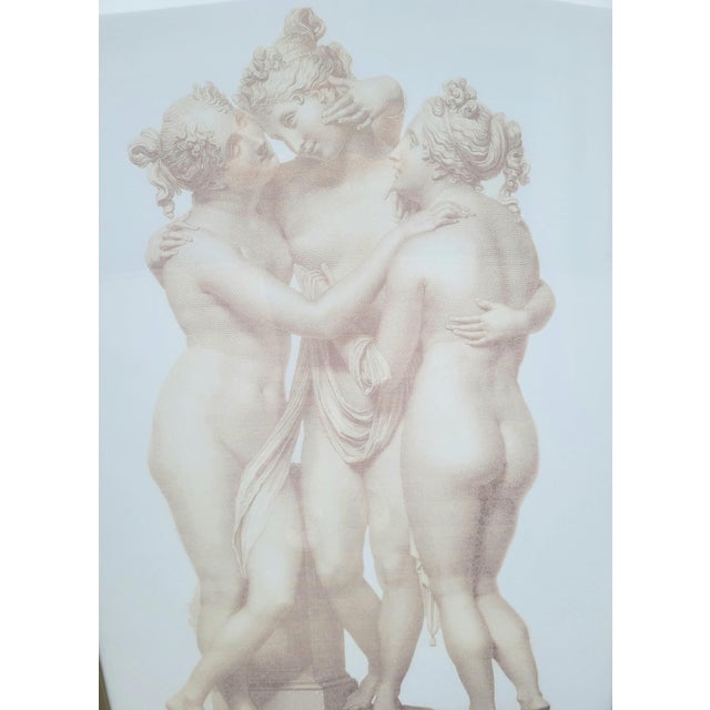 1990s Monumental Sized Distressed Silver Framed Pale Graphic Greek Goddesses Wall Art Reproduction Prints - A Pair For Sale - Image 12 of 16