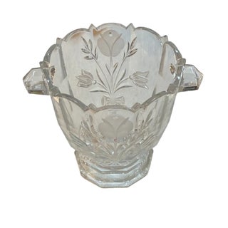 Vintage Ornate Etched Flower Ice Bucket For Sale