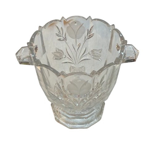 Vintage Ornate Etched Flower Ice Bucket For Sale