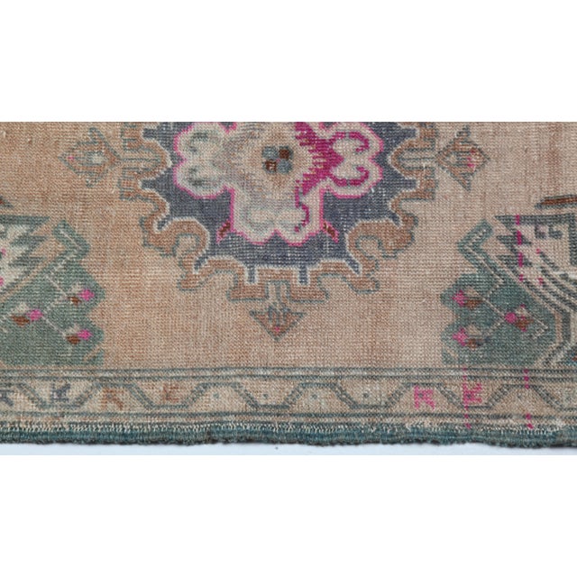 Mid 20th Century Mid 20th Century Handwoven Turkish Rug – Small Size With Faded Elegance -1' 10'' X 3' 3'' For Sale - Image 5 of 9