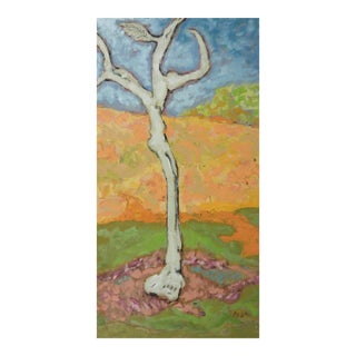 Contemporary Expressionist White Tree Landscape Painting For Sale