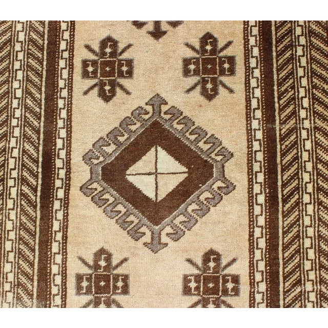 Earth-Toned Vintage Turkish Oushak Runner With Stacked Medallion Design For Sale - Image 11 of 12