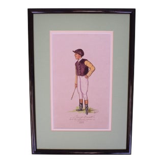 George Barrett Jockey One & Two Thousand Guineas Winner 1885 Watercolour by Astor For Sale