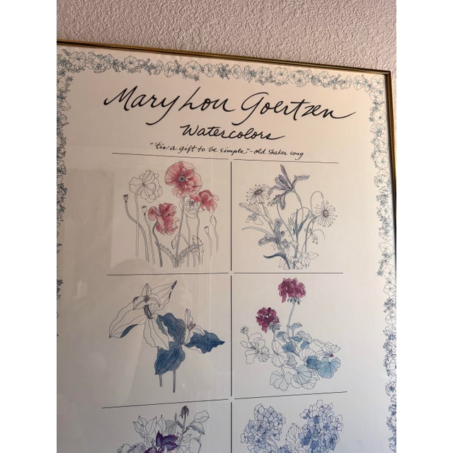 Vintage 1980s Mary Lou Goertzen "Simple Gifts" Framed Botanical Poster For Sale - Image 4 of 4