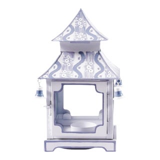 Ikat French Blue Pagoda Hurricane, Small For Sale