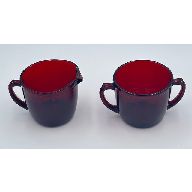 Contemporary 1930's Royal Ruby by Anchor Hocking Creamer & Sugar Bowl Set For Sale - Image 3 of 6