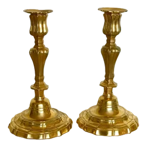 18th Century French Louis XIV Ormolu Candlesticks - a Pair