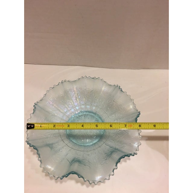 1920s Vintage Northwood Carnival Glass Hearts & Flowers Ruffled Bowl For Sale - Image 5 of 10