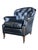 English Vintage English Black Leather Club Chair With Tufted Back & Casters For Sale - Image 3 of 12