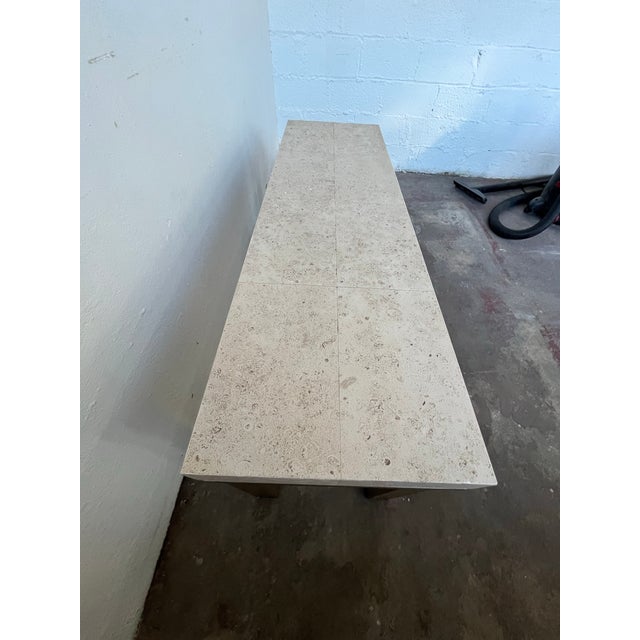 Postmodern Karl Springer Style Faux Stone Coffee Table, Metal & Resin, Usa For Sale - Image 3 of 12