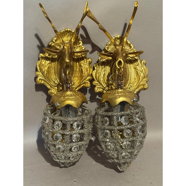 Late 20c French Louis XVI Gilt Bronze Wall Lamps / Sconces - 2 PCS For Sale - Image 6 of 17