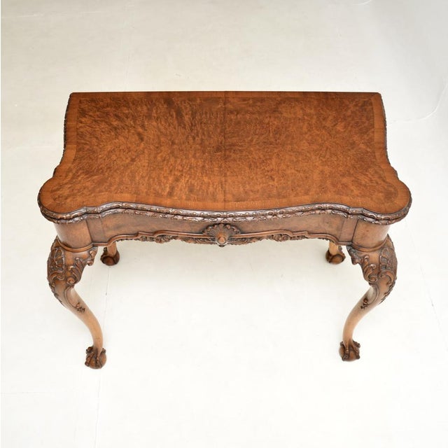 Burr Walnut Card Table, 1900s For Sale - Image 11 of 18