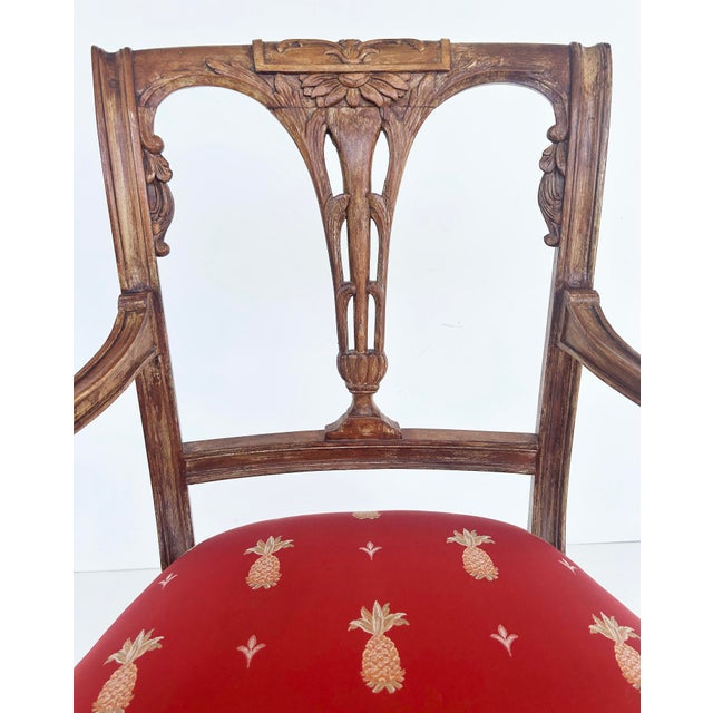 Antique Carved Venetian Plastered Wood Armchairs With Pineapple Seats- a Pair For Sale - Image 10 of 12