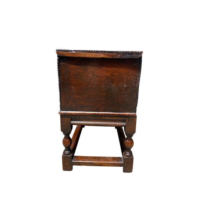 Wood Jacobean Carved Oak Box on Stand For Sale - Image 7 of 12