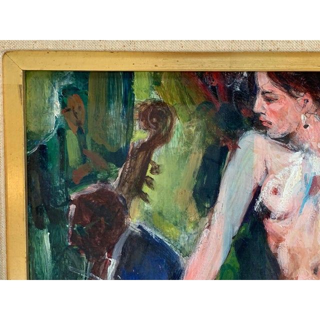 Paint Illinois Artist Walter Moskow Nude "Vegas at Night" Oil on Board For Sale - Image 7 of 12