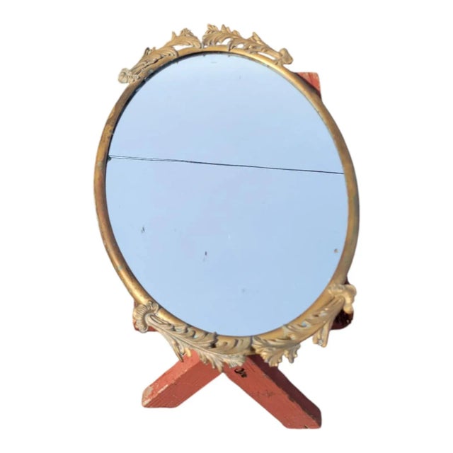 Italian Solid Brass Oval Wall Mirror Vintage Decorative Hanging Mirror For Sale - Image 14 of 14