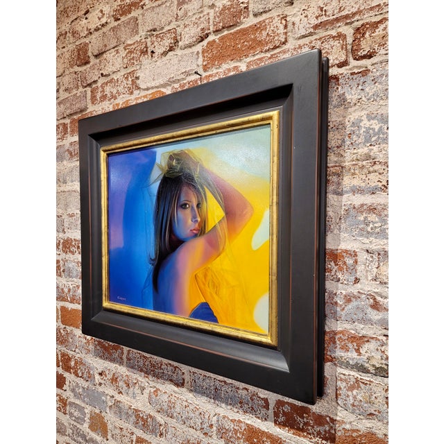 Royal Blue Donald Foster Clapper - Portrait of a Blonde Girl Wearing a Veil - Oil Painting For Sale - Image 8 of 9