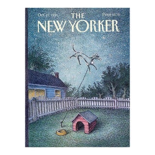1991 Vintage New Yorker Cover, October 21, Original Cover by John O'Brien, Dog, Constellation For Sale