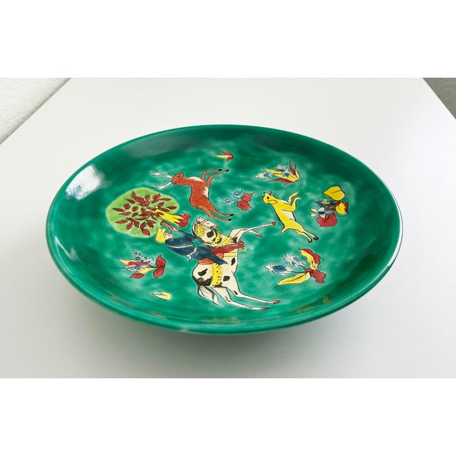 Limoges, France Vintage Limoges Emerald Green Wall Plate With Hunt Scene For Sale - Image 4 of 7