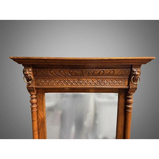 Antique Belgian Mechelen Carved Oak Mirror, 1800s For Sale - Image 3 of 5