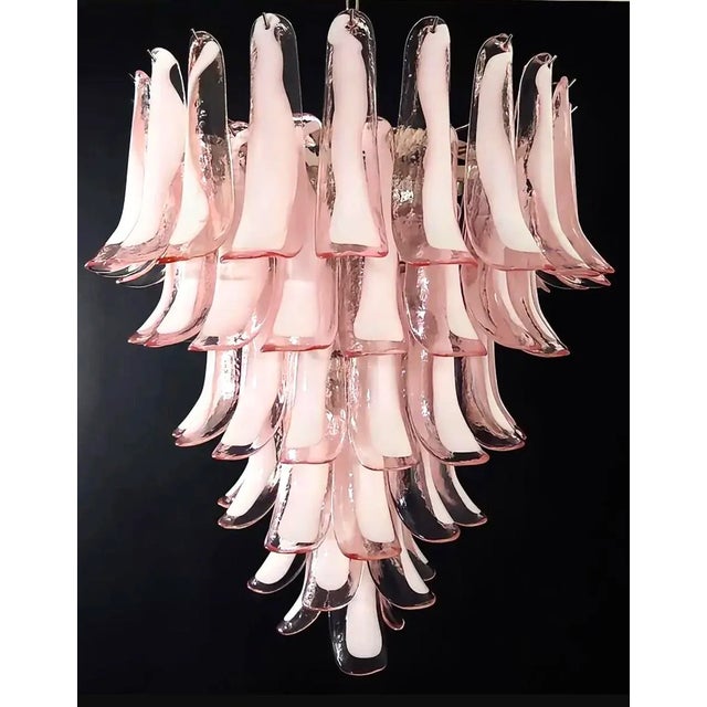 Italian Mazzega Style, Murano Chandelier, 75 Pink/Rose Glass Petals For Sale In Los Angeles - Image 6 of 6