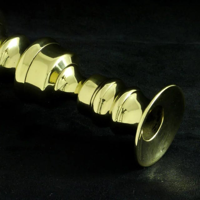 Victorian Knop-Stemmed Brass Candlesticks, Set of 2 For Sale - Image 5 of 10