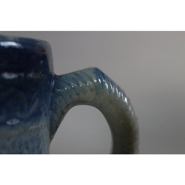 Blue & White Antique 19th Century Stoneware Jug With Embossed Cows For Sale - Image 12 of 12