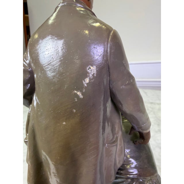 Antique 1900 Bernard Bloch Austrian Polychrome Terracotta Shoeshiner Sculpture For Sale In West Palm - Image 6 of 8