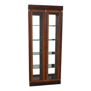 Beveled Glass Door Yew Wood Door & Mahogany Display Cabinet
