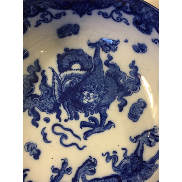 Pair of Antique Blue and White Dragon Bowls Royal Doulton, England, Oyama Pattern For Sale - Image 10 of 12