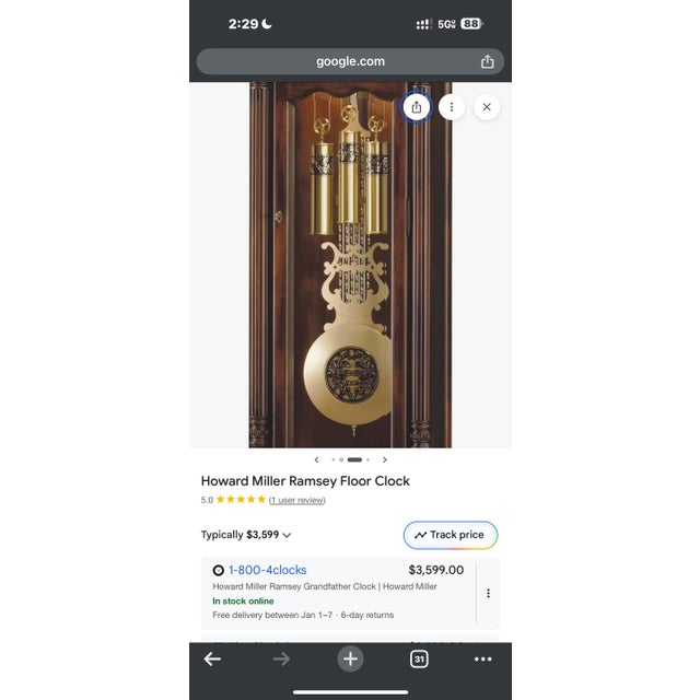 Chestnut Vintage Howard Miller Grandfather Clock**Limited 80th Anniversary Edition** For Sale - Image 8 of 8