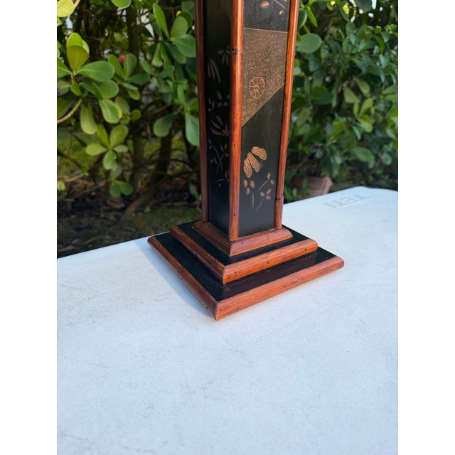 Vintage Palecek Hand-Painted Rattan and Wood Table Lamp For Sale In Naples, FL - Image 6 of 10