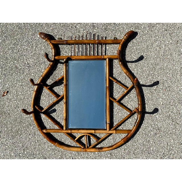 Vintage Tortoise Bamboo Hall Mirror For Sale - Image 10 of 12