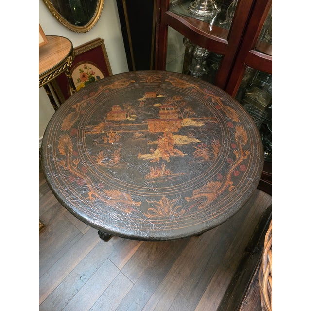 Black Chinoiserie End Table For Sale - Image 8 of 10