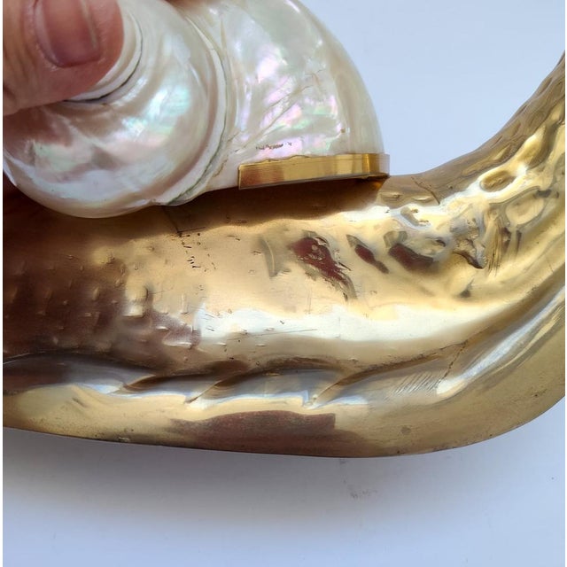 1950s Mid Century Italian Nautical Brass and Shell Snail Art Sculpture from Gabriella Crespi, 1950s For Sale - Image 5 of 11
