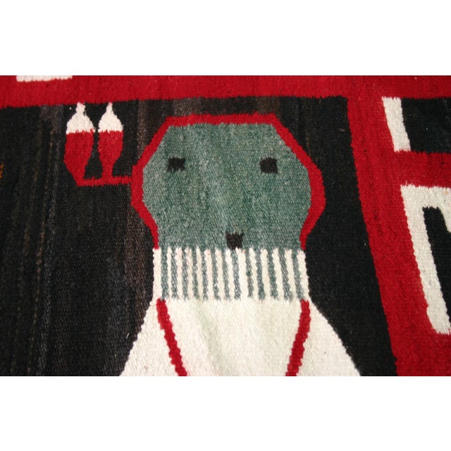 Tribal 1930s Navajo Textile Rug "Night Chant" Blue Masked Dancers For Sale - Image 3 of 10