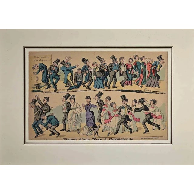 Retour d'une Noce à Croquenville is an original Modern Artwork realized in the 1880. Original Colored Lithgraph on paper....