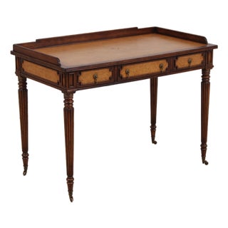 Jonathan Charles Sheraton Leather Top Mahogany Desk For Sale