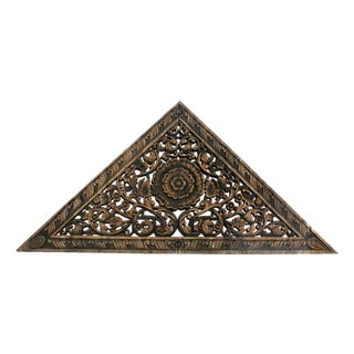 Antique Burn Boho Triangle Carved Panel Medium For Sale