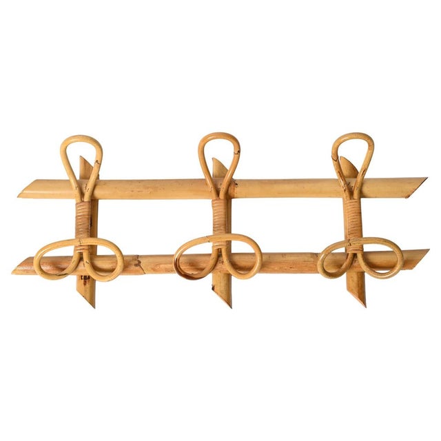 French Riviera Style Coat Rack in Rattan, Bamboo and Wicker, Italy, 1960s For Sale - Image 10 of 10